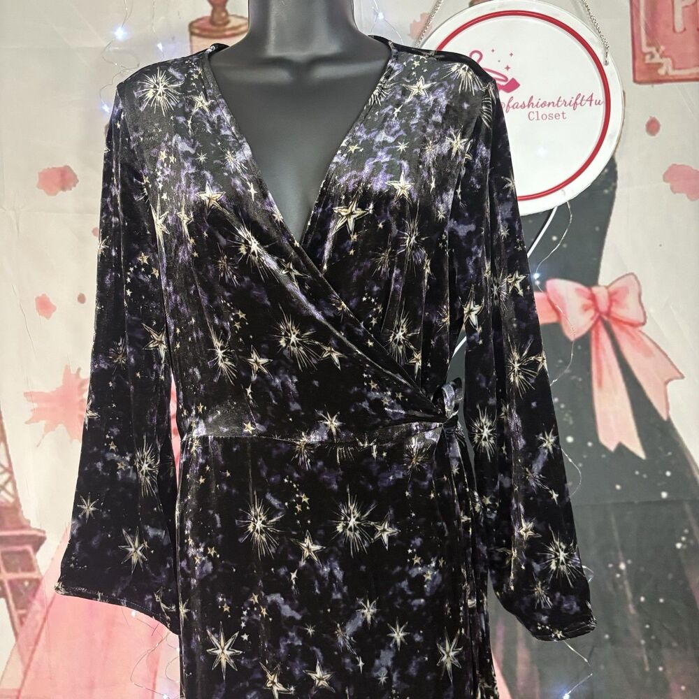 JOHNNY WAS STARDUST VELVET KIMONO MULTI-COLOR WRAP DRESS SIZE M-$398 - Picture 4 of 16
